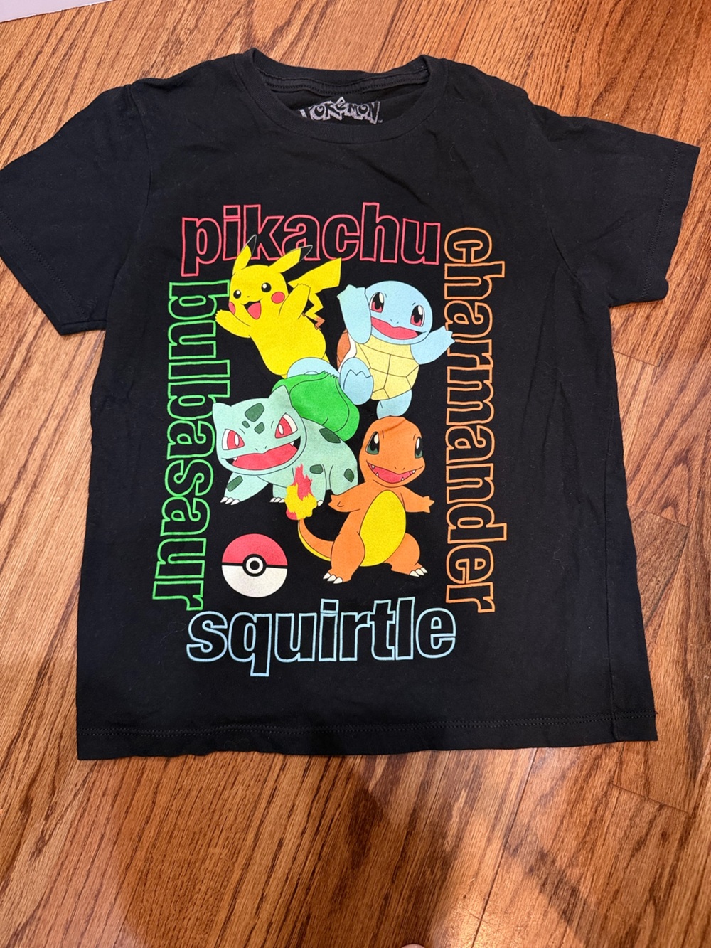 Pokemon Kids Black T-Shirt with Red and Yellow Graphics